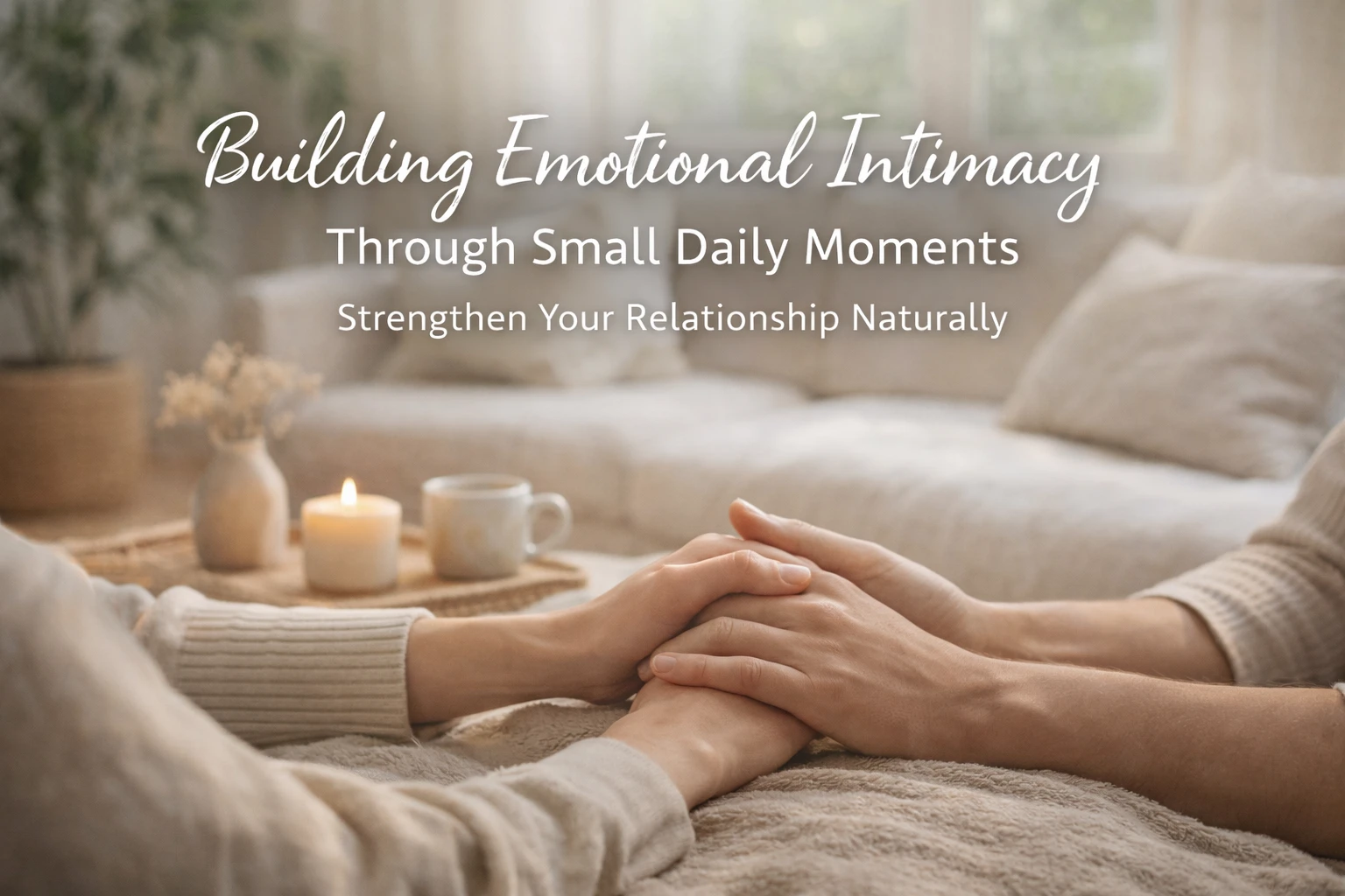 Couple sharing a quiet and meaningful moment at home, symbolizing building emotional intimacy through small daily moments