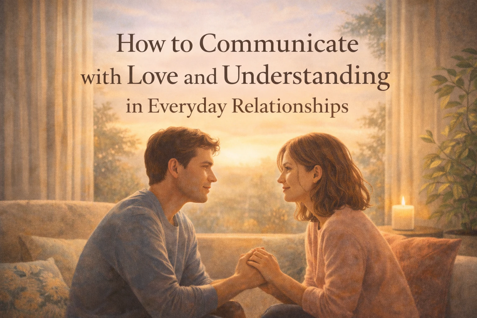 Couple communicating with love and understanding in a calm home environment